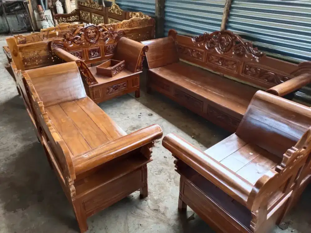 Kursi tamu jati sdh jok+kaca