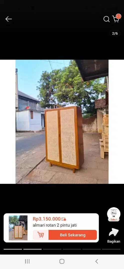 Almari rotan jati 2 pintu