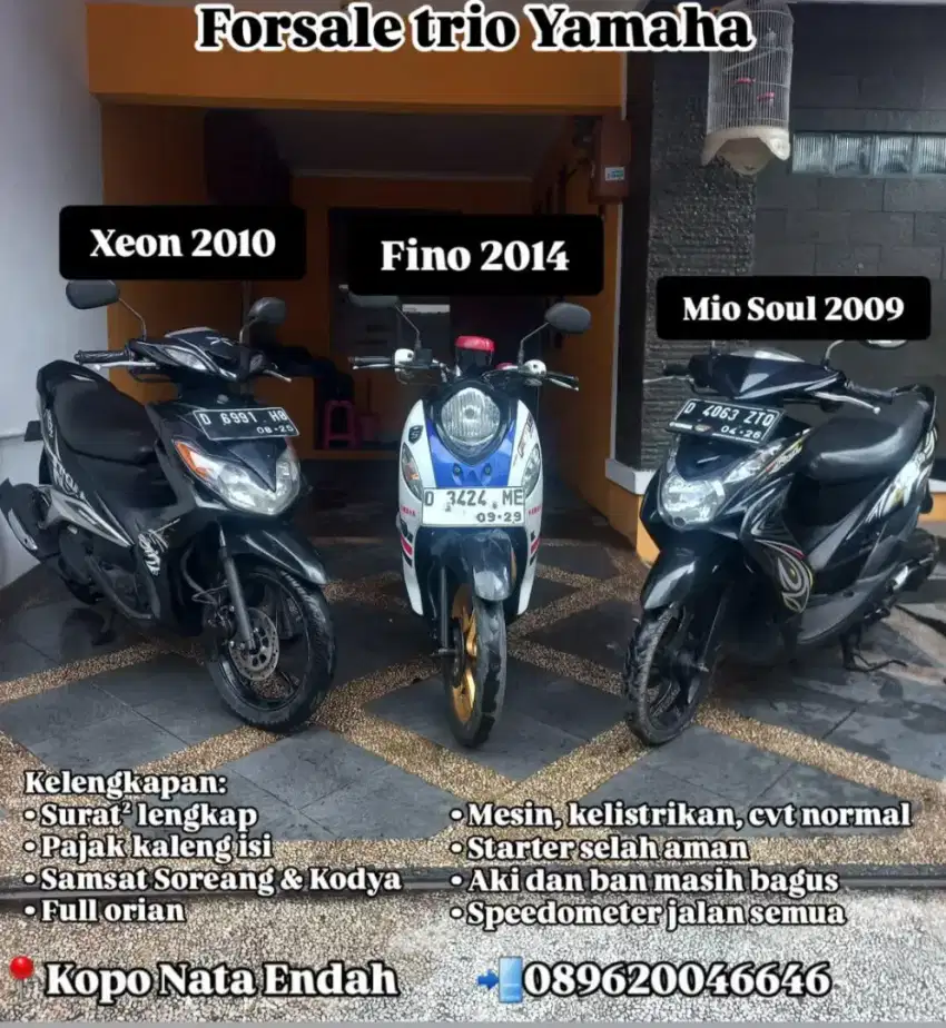 Trio yamaha (Mio soul, Xeon, Fino)