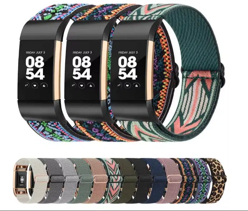 Strap Nylon Elastic Woven Loop Adjustable Fitbit Charge 2 Band