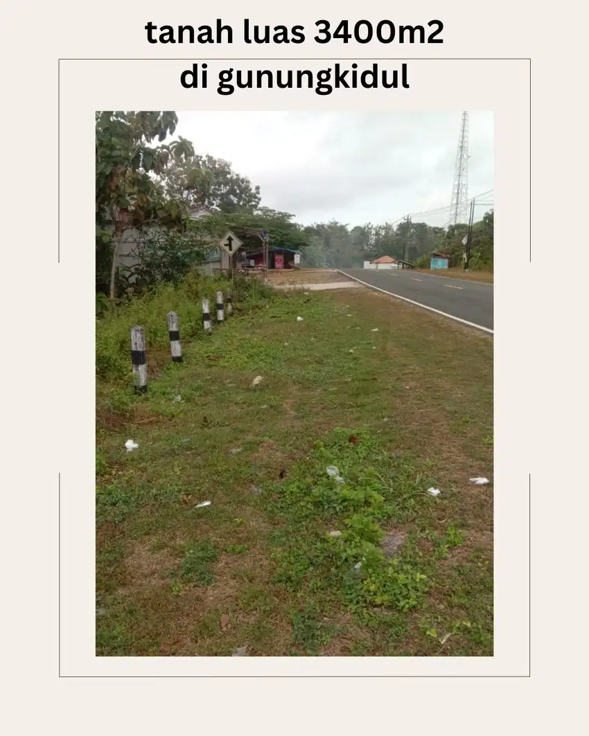 Dijual tanah luas 3400m2 mangku JLS di gunungkidul