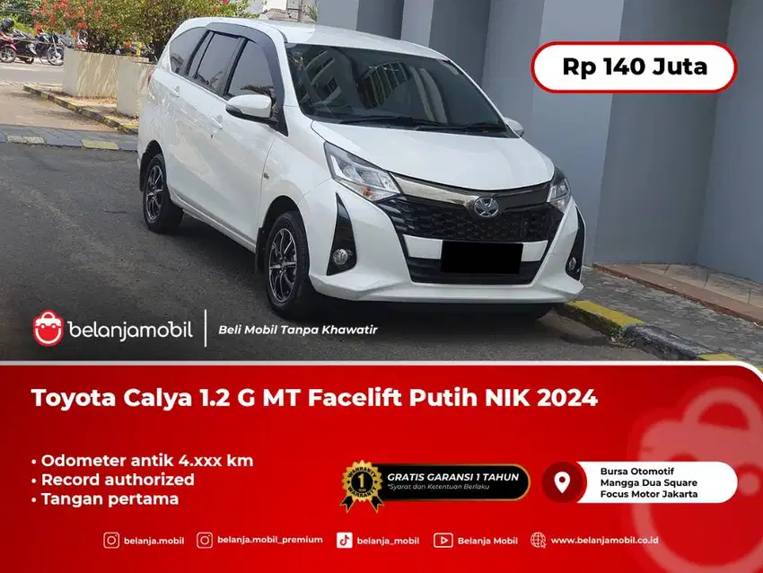 [LOW KM 4.000] Toyota Calya 1.2 G MT Manual Facelift Putih NIK 2024