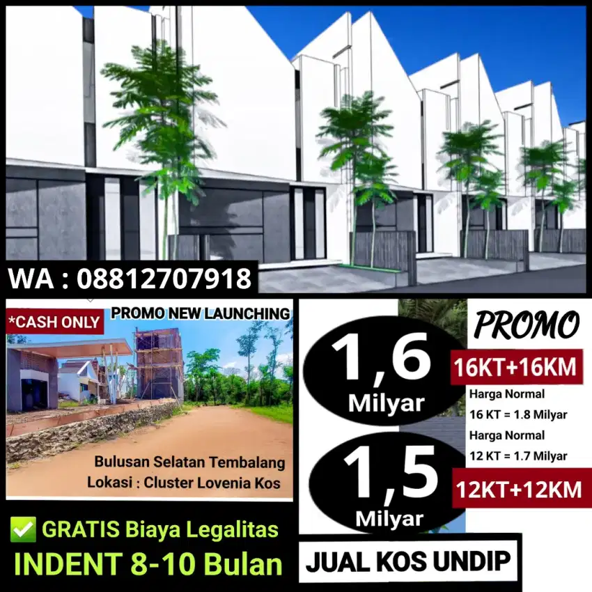 Jual kost pesan bangun 8 kamar promo paling murah di Tembalang