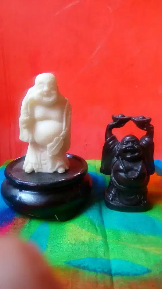 Patung Budha Resin Putih & Putih + Standing Keramik