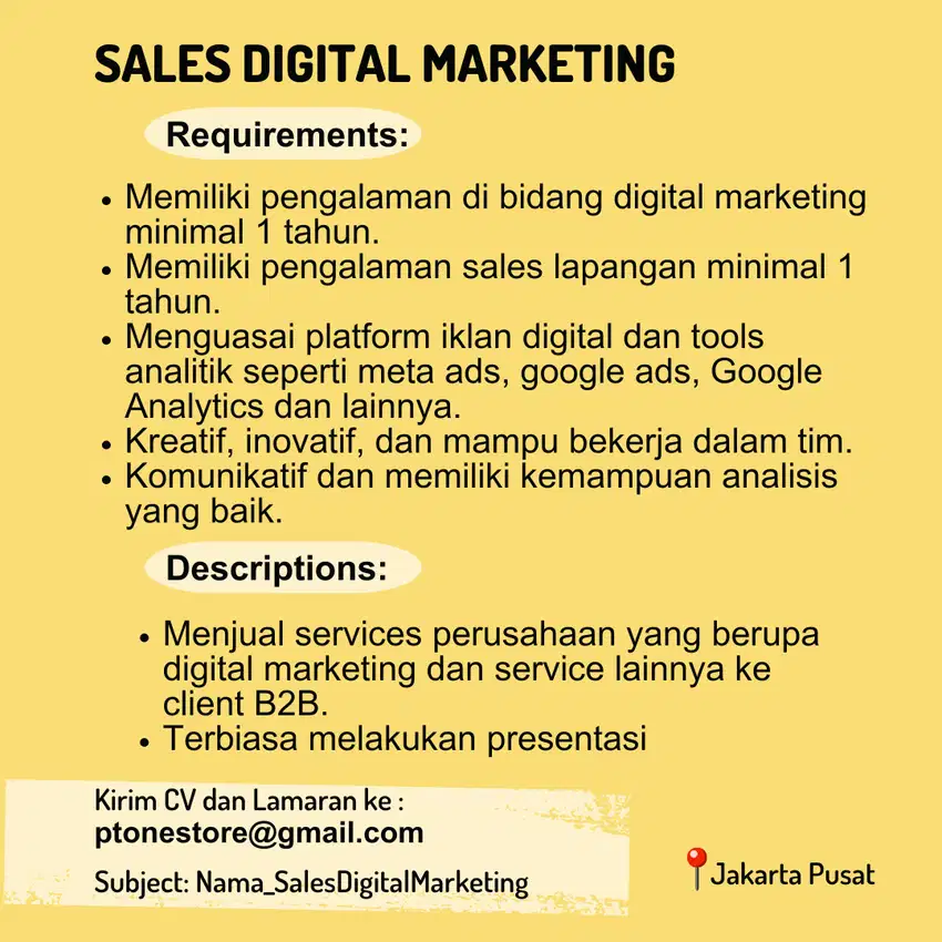 Sales Digital Marketing - Sales Lapangan - Marketing Online