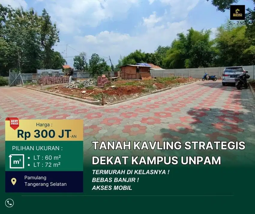 S713.Tanah Kavling Siap Bangun Cocok Tuk Kios Tempat Usaha Free Biaya