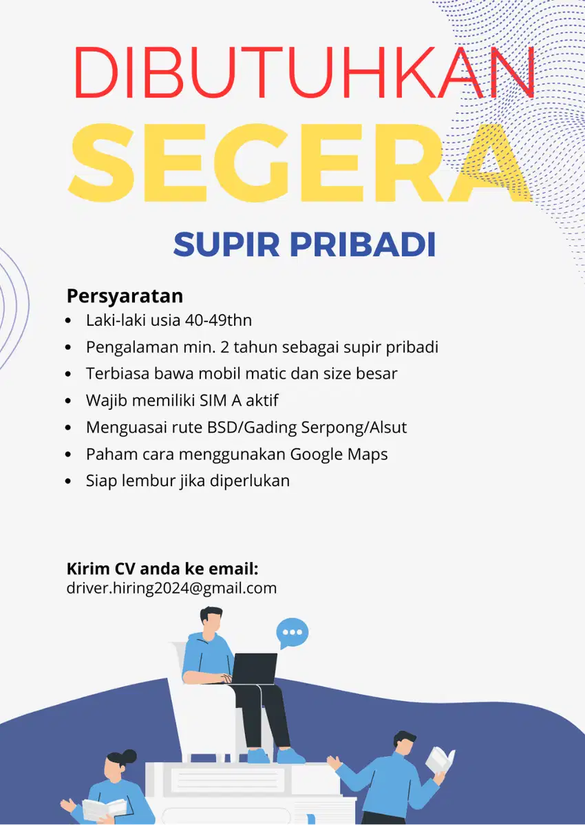 Dicari Supir Pribadi Area BSD/GS