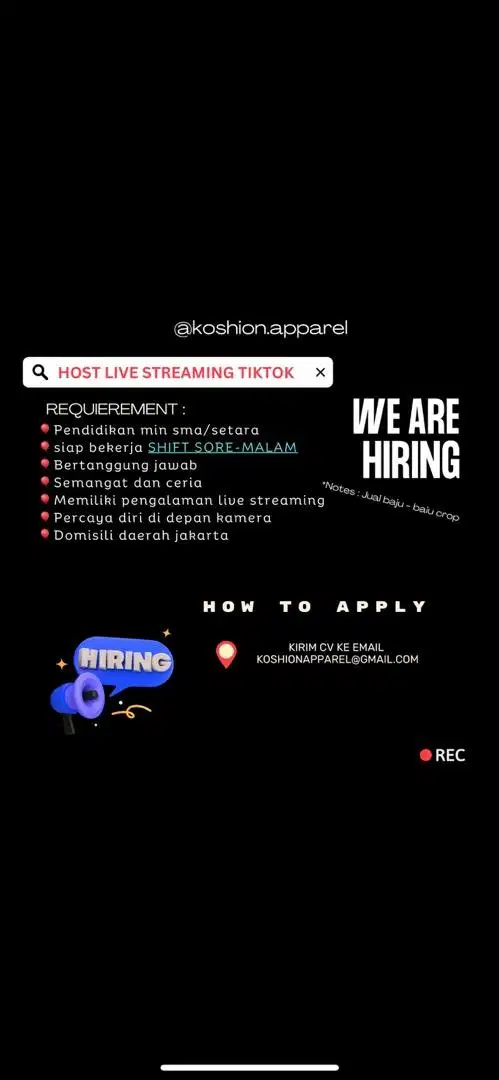 Open Loker untuk Host Live Streaming Shift sore sampai malam