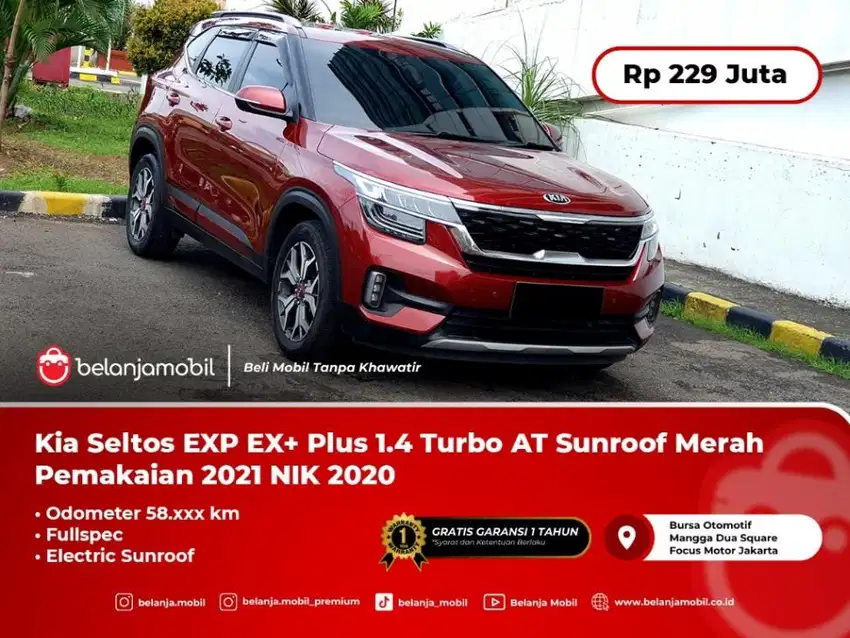 [ SUNROOF ] Kia Seltos EXP EX+ Plus 1.4 Turbo AT Merah 2021 NIK 2020