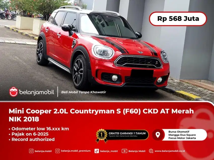 [ KM ANTIK 16RB ] Mini Cooper 2.0L Countryman S F60 AT Merah 2018/2019