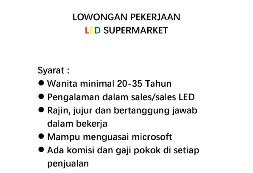 Lowongan Kerja Penjaga Toko & Sales