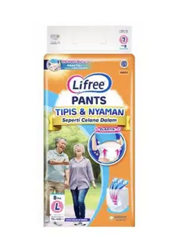 Lifree Tipis & Nyaman Popok Celana Dewasa L 8 pcs