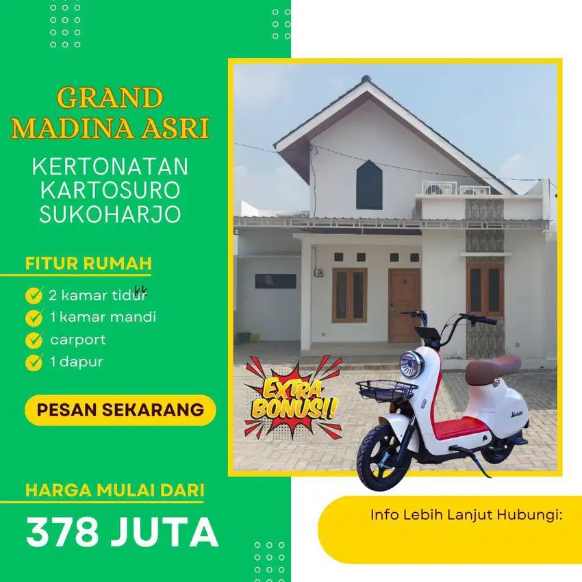 RUMAH CLUSTER KAWASAN PREMIUM DI KERTONATAN DEKAT TOLL KARTASURA