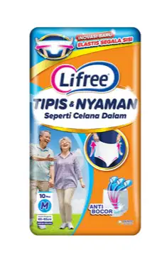 Lifree Tipis & Nyaman Popok Celana Dewasa M 10 pcs