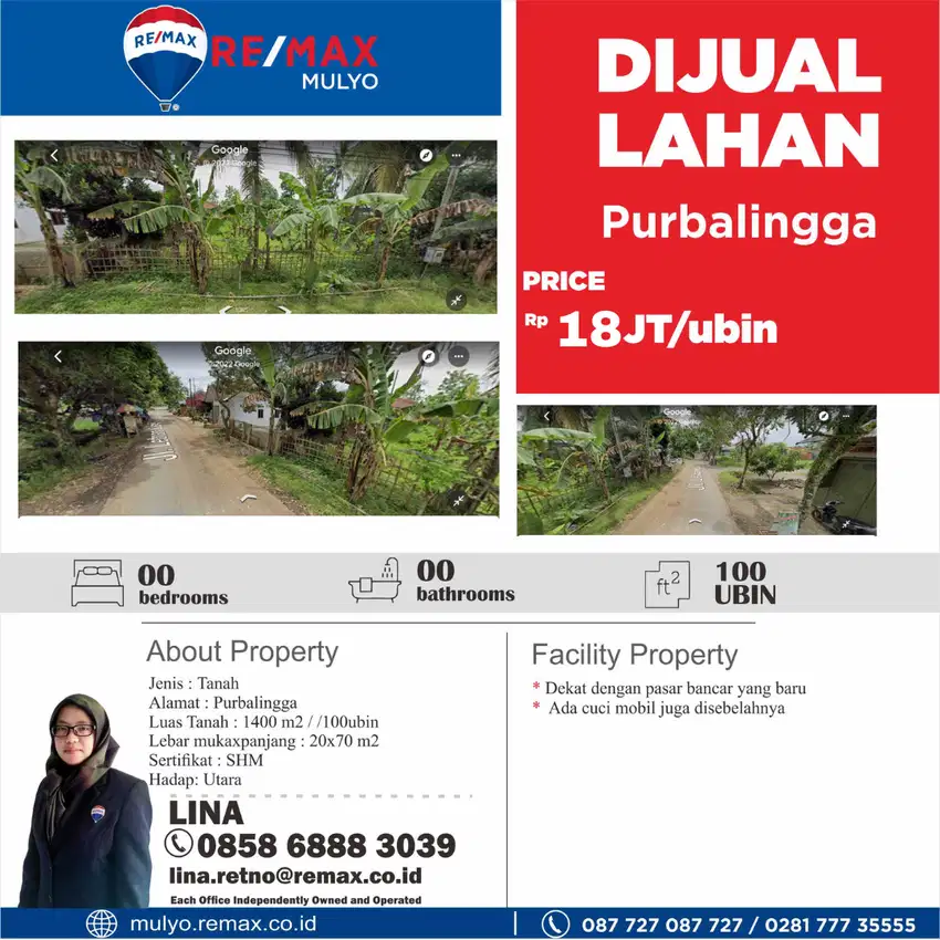 Dijual Lahan 100 Ubin Area Strategis Purbalingga