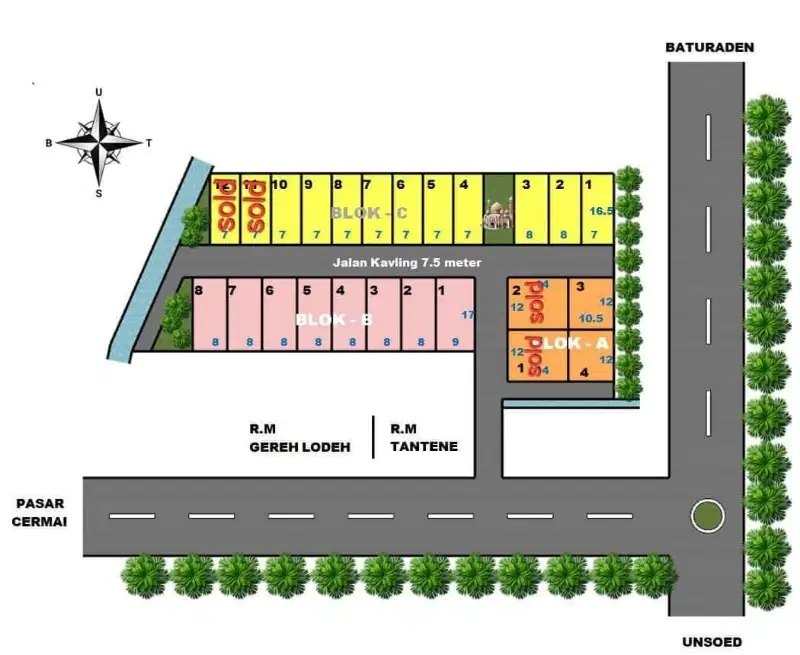 Tanah kavling strategis Pabuaran dekat kampus Unsoed Purwokerto