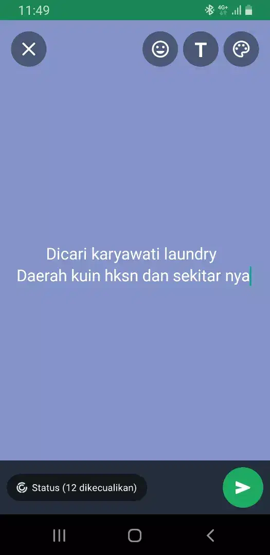 Dicari karyawati laundry