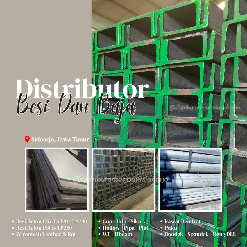 Besi beton, wiremesh, holow, pipa, unp siap kirim