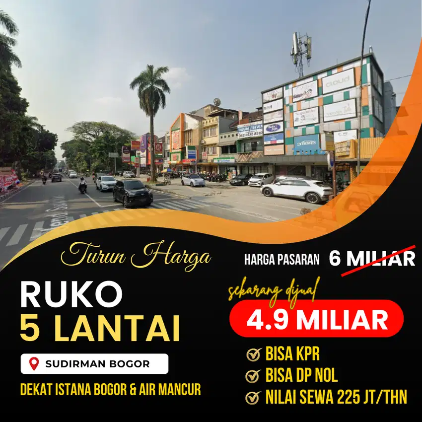 Ruko 5 Lantai di Pusat Kota Bogor Sudirman Jual Cepat Turun Harga