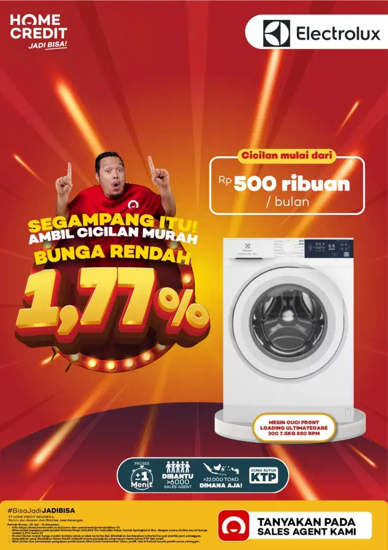 Mesin Cuci Electrolux 7,5Kg Cicilan modal KTP