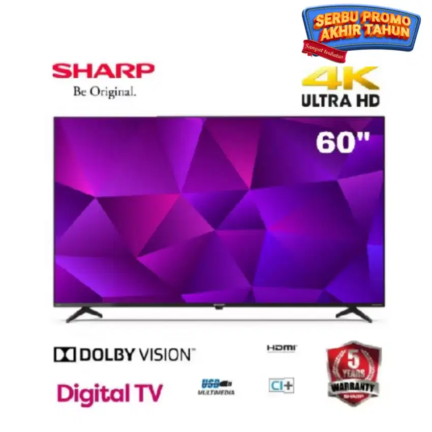 SHARP 4K UHD Big Layar 60 Inch - DIGITAL TV 4T-C60CH1X USB Multimedia