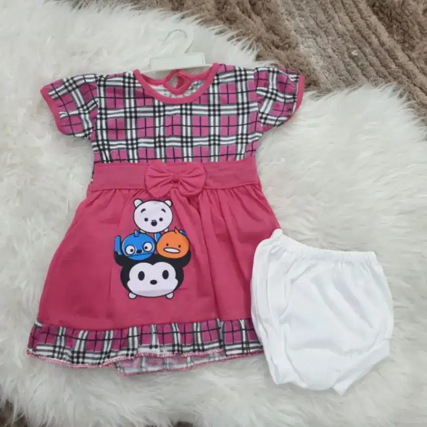 dress bayi 0-12 bulan setelan bayi perempuan motif tsum tsum