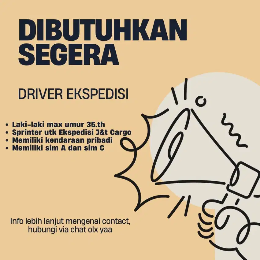 (Dibutuhkan segera) Driver Ekspedisi Cargo