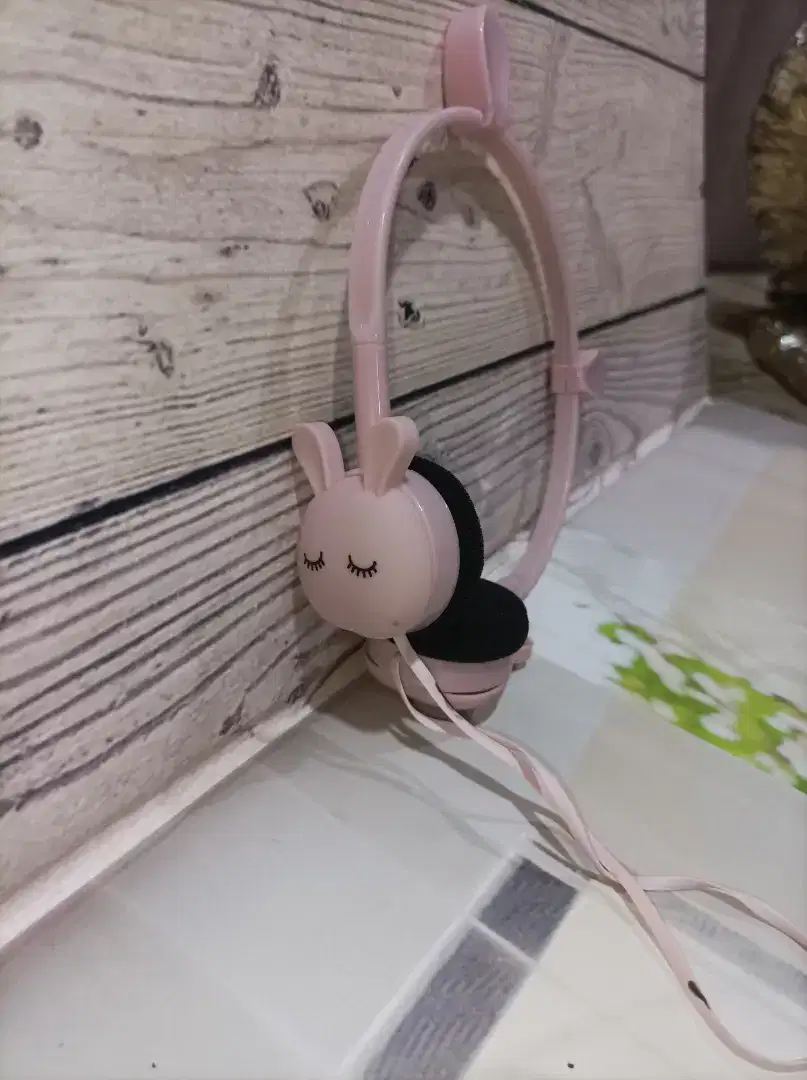 Headset Anak Pink kecil kelinci second