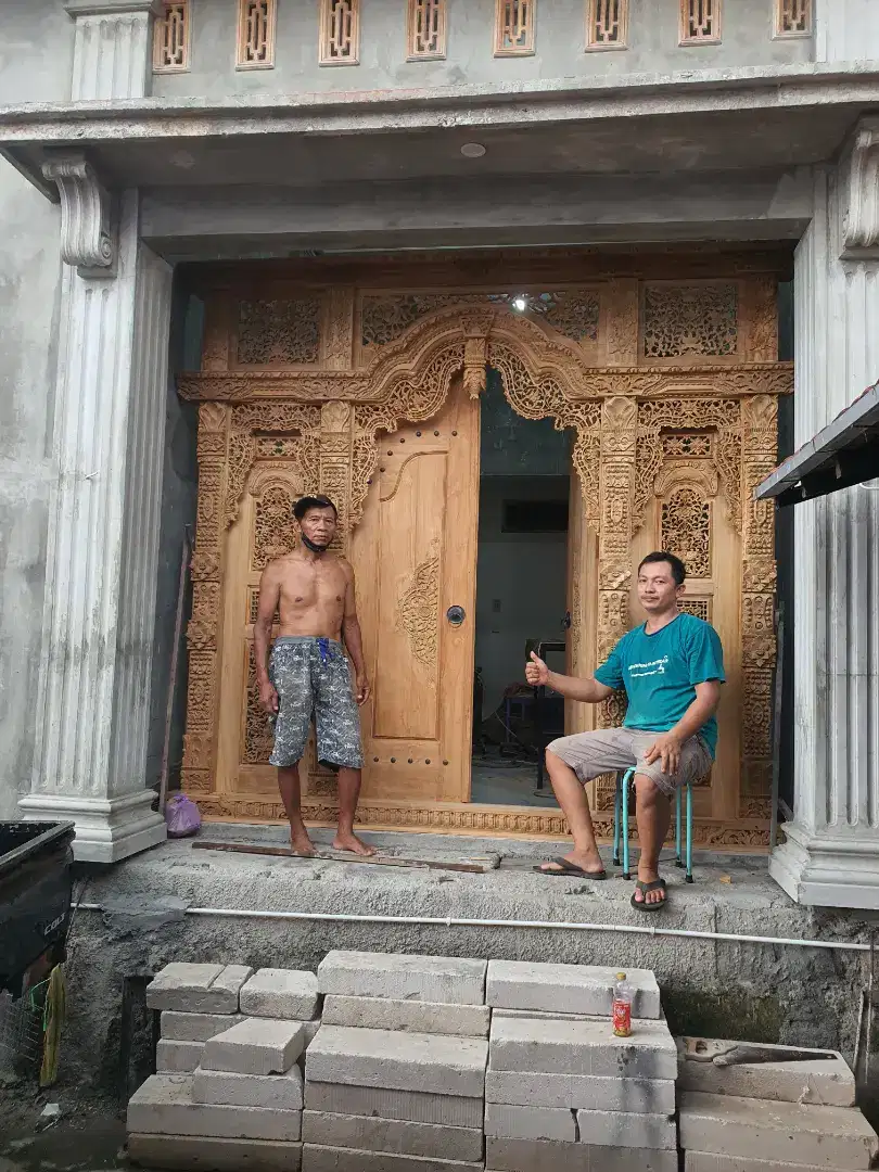 Pintu gebyok jati kayu tua lebar 3 tinggi 270 balok soko 15×13