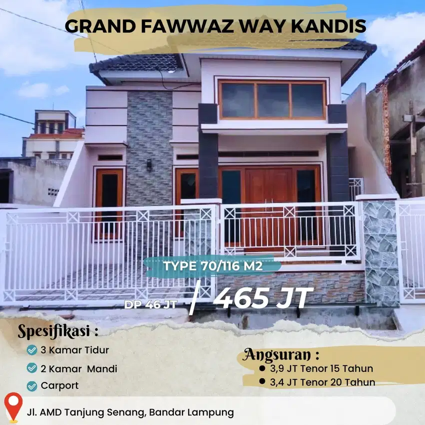 DIJUAL RUMAH MEWAH DEKAT PASAR WAY KANDIS