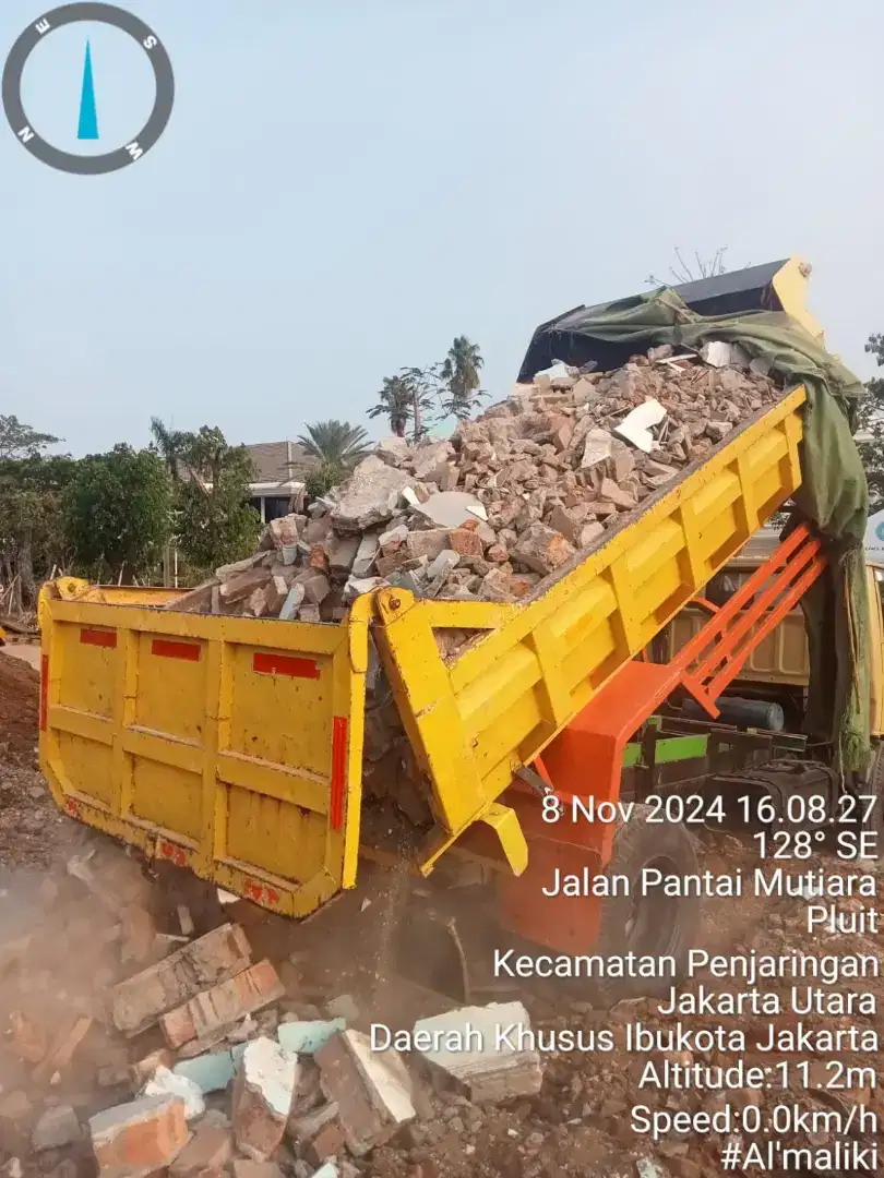 Jual urugan material puing , tanah , pasir