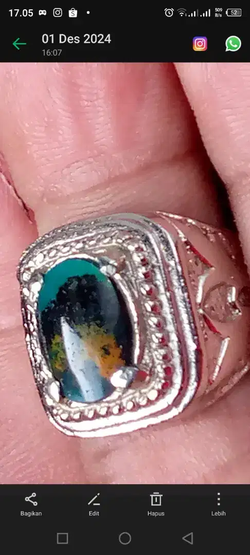 Batu bacan mejiko kembang 13x8x3 ,ring 8