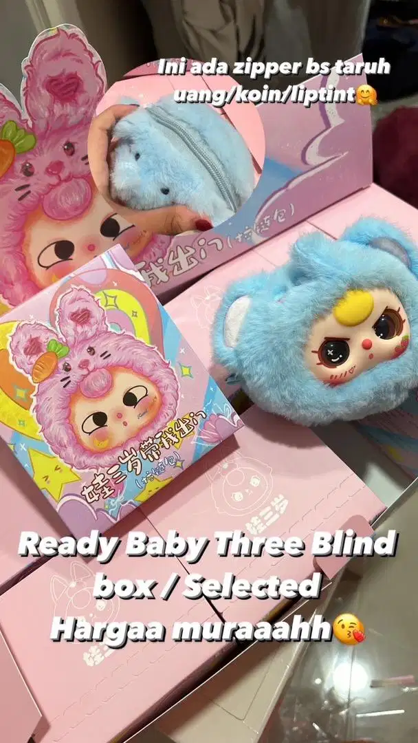 BLINDBOX baby three Labubu , Zipper bisa jadi Tas anak