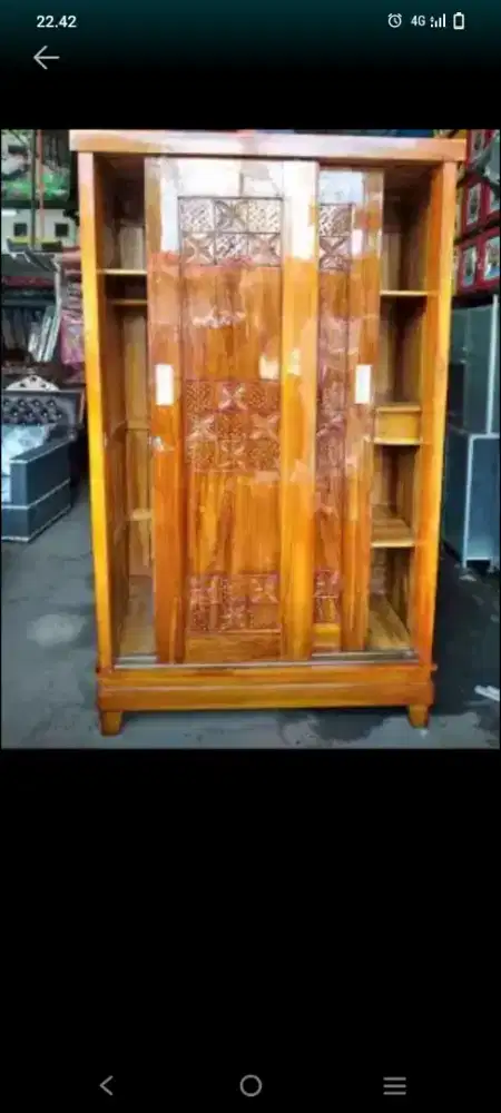 Lemari jati 2 pintu sleding
