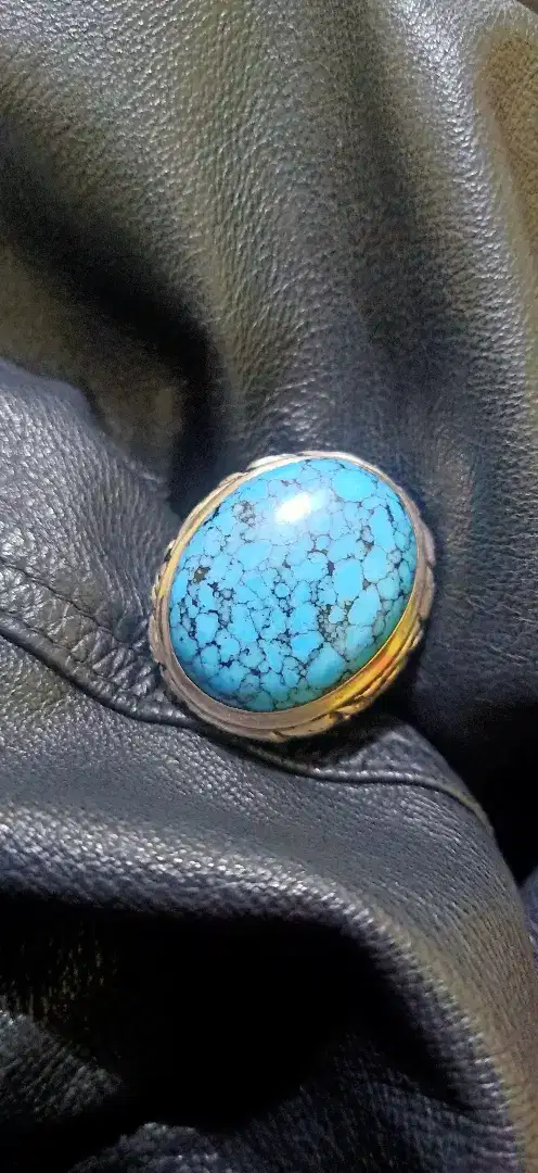 Cincin batu pirus natural urat jala porselin