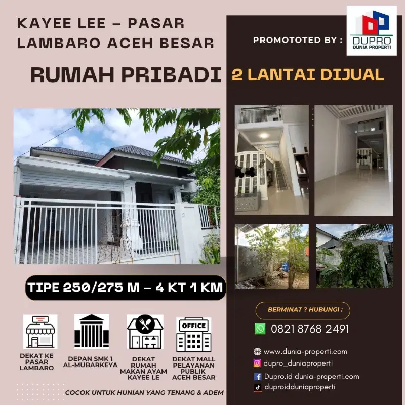 Kayee Lee - Rumah Pribadi 2 LT dijual Tipe 250 4 KT 3 KM Aceh Besar