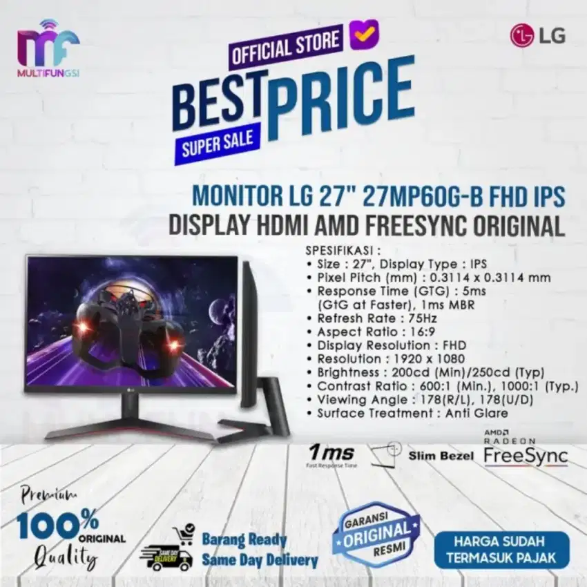 Monitor LED LG 27inch Gaming, mulus 99%