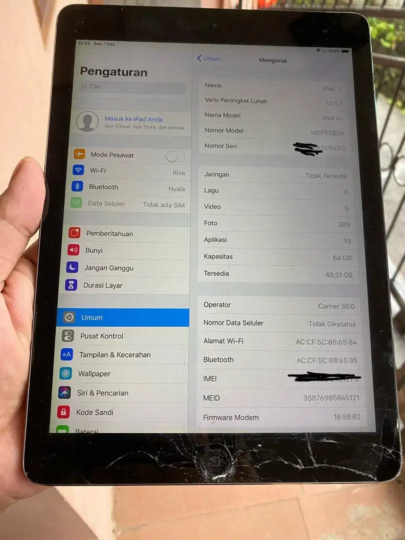 Ipad air 1 celuluer + wifi 64 gb