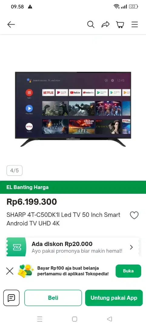 Smart tv polytron 50inch