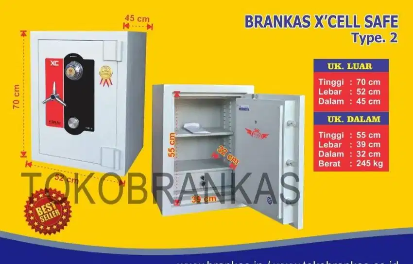 Lemari Brankas Brangkas XCELL size 2 Safety Cash Box proof baru bek ad