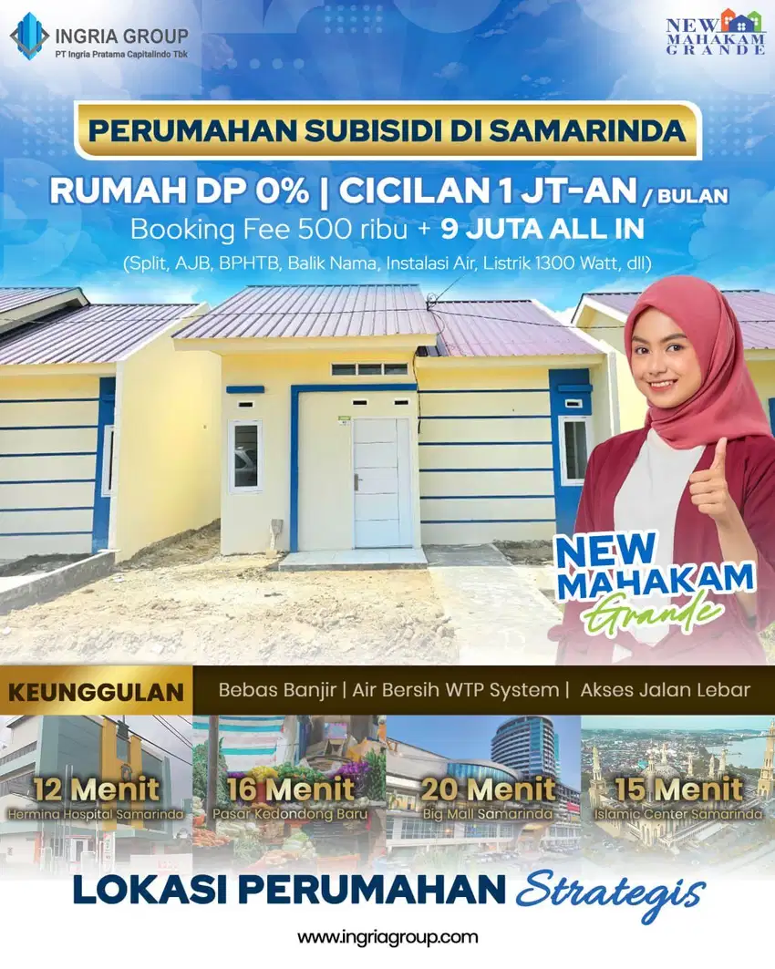 Rumah Readystock Angsuran 1 jutaan dkt Samarinda Central Plaza