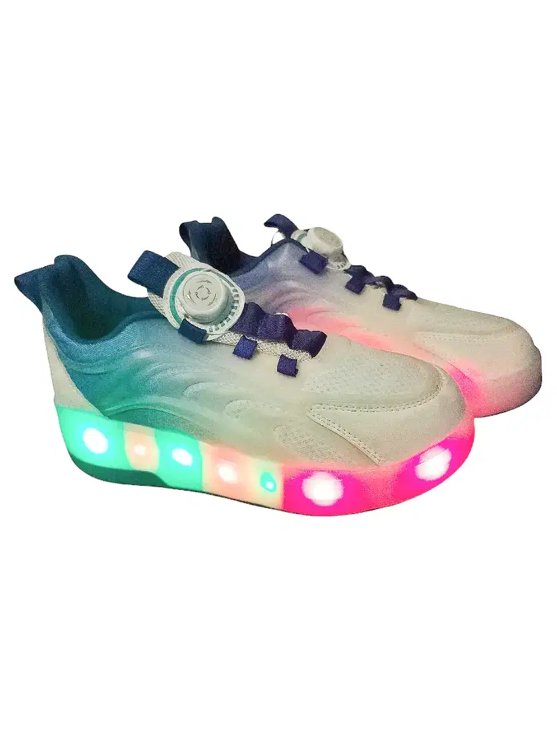 Sepatu kets running RGB lampu led + roda