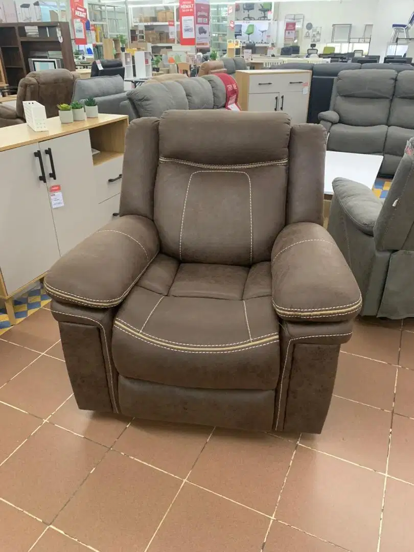 Set Sofa Recliner Fabric - Cokelat