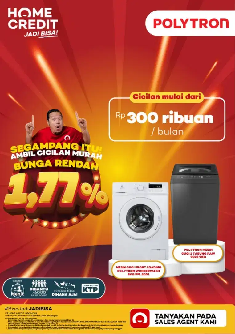 Segampang itu cicilan mesin cuci Polytron promo bunga 1,77 12 bulan