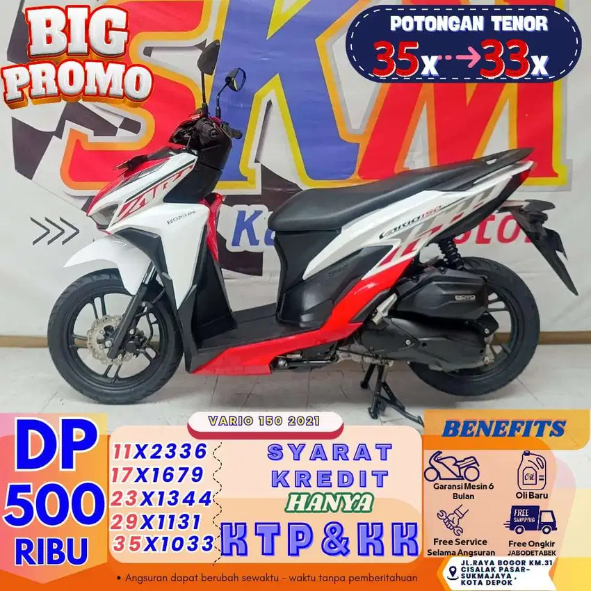 (vario 150 thn 2021 dp:500 1hr bawa pulang motor cash credit )