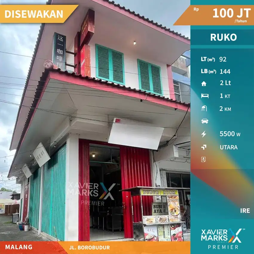 Disewakan Ruko Super Strategis di Jalan Utama Borobudur Malang