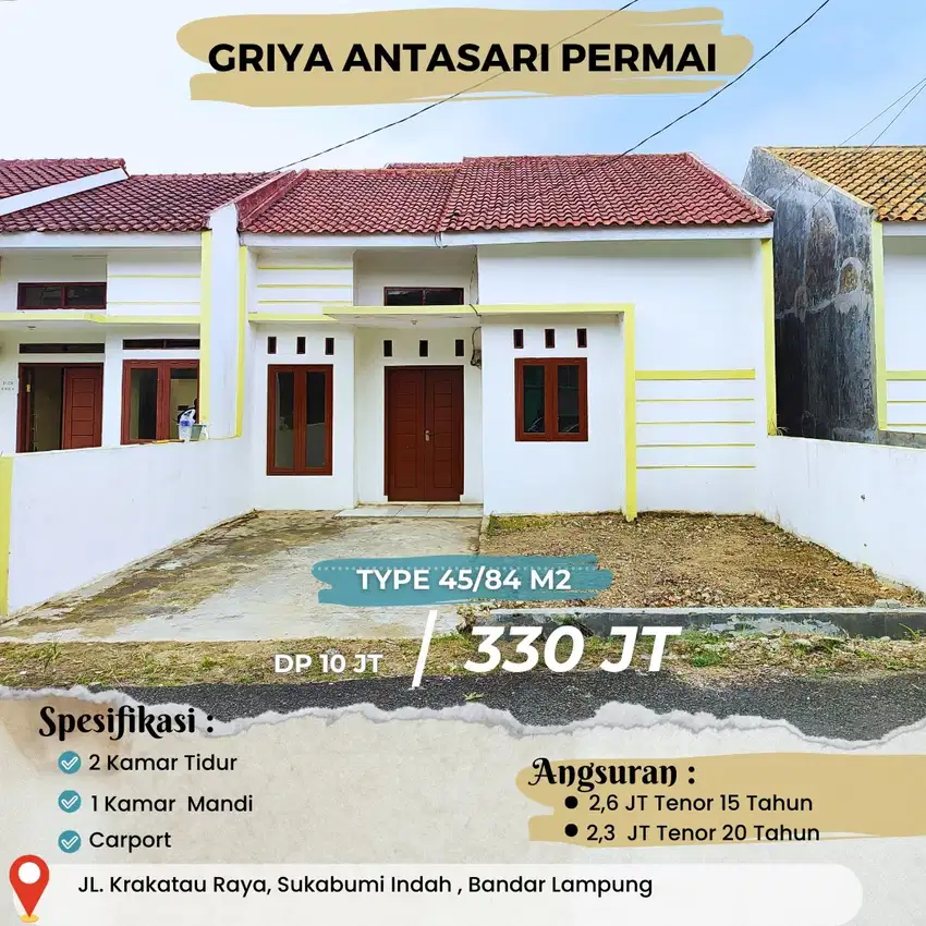 DIJUAL RUMAH CICILAN 2 JUTAAN DI ANTASARI PERMAI