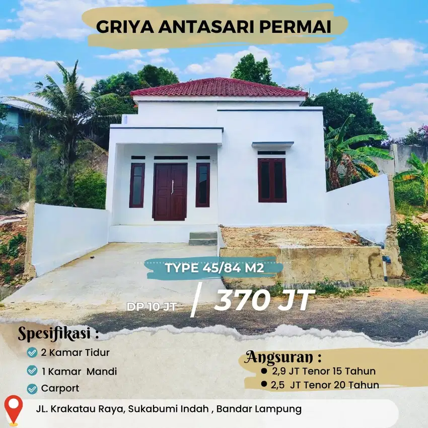 DIJUAL RUMAH CICILAN 2 JUTAAN DI GRIYA ANTASARI PERMAI