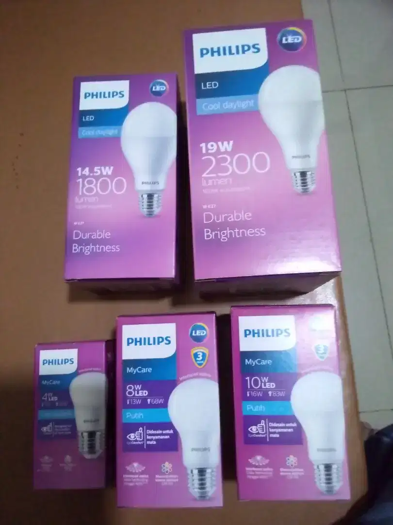 Lampu Philips Led lumen 4,8, 10,14.5,19watt