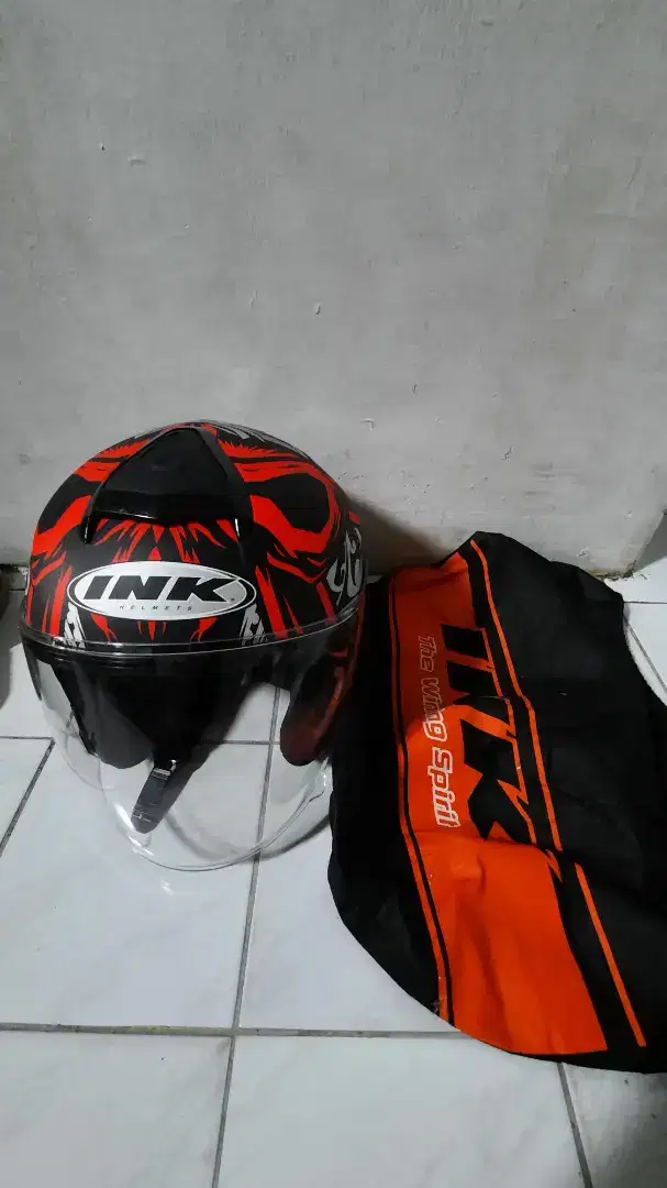 HELM INK DYNAMIC #3 MATT BLACK/RED (CLEAR)-XL KONDISI MULUS